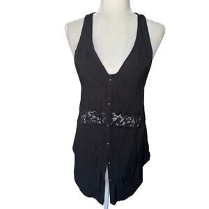 Against Nudity Black Lace Drape Blouse